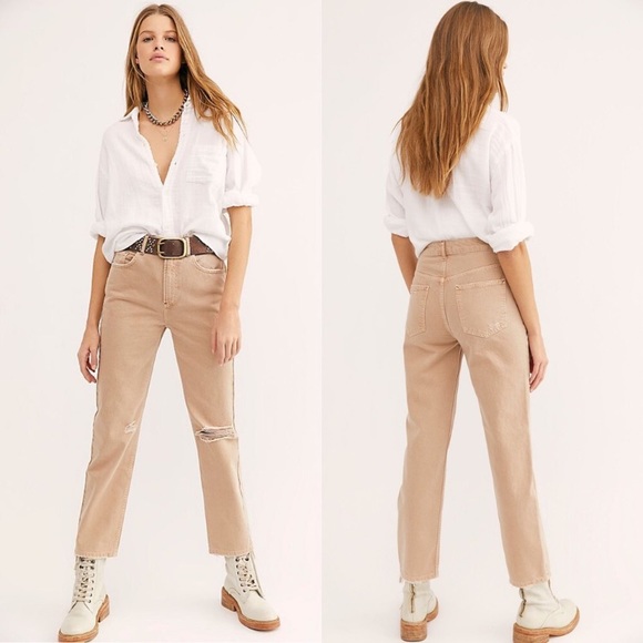 Free People Denim - We The Free Dakota Straight Leg Jeans Tan Size 30